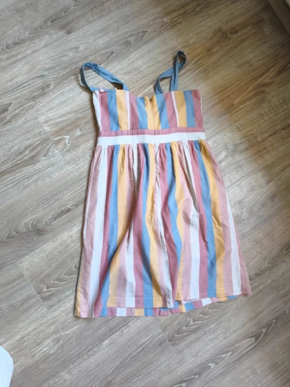 Women's Pastel Striped Sleeveless Button-Front Summer Dress Size L